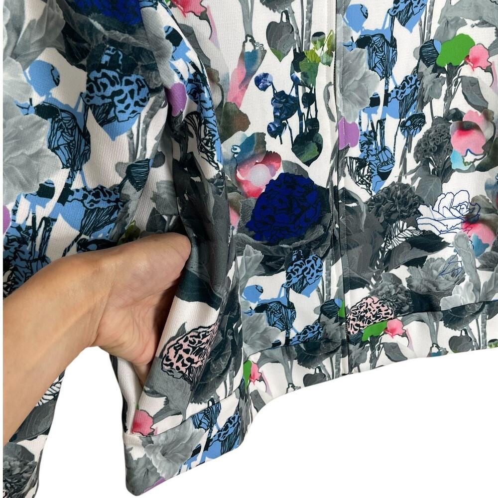 COS Jersey Knit Full Zip Bomber Jacket Floral Multi Women's Sz 14 Modern Career - Picture 10 of 13
